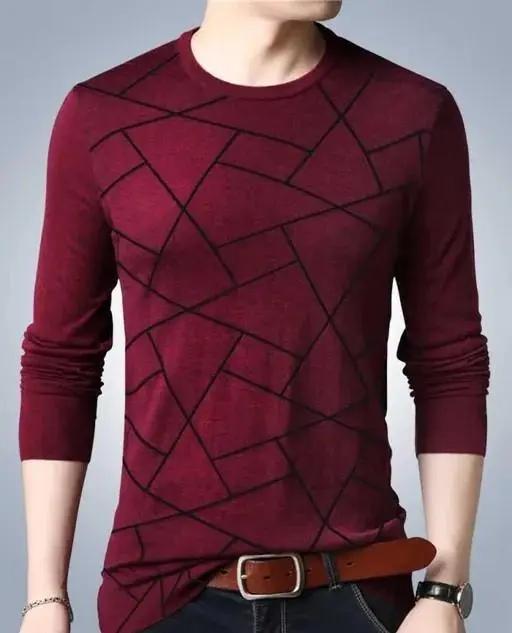 Cotton Blend Stripes Full Sleeves T-Shirts - Loopni