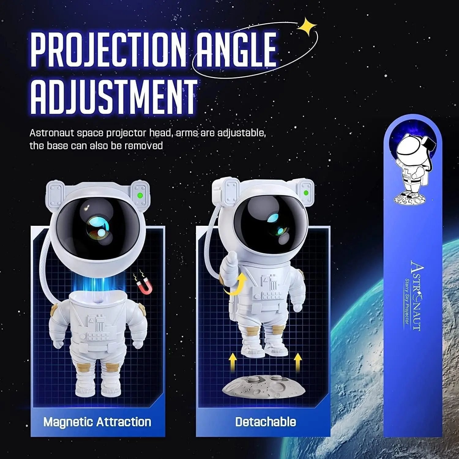 Astronaut Galaxy Projector - 360 Magnetic Head Rotation, Remote Control urm7tk-su