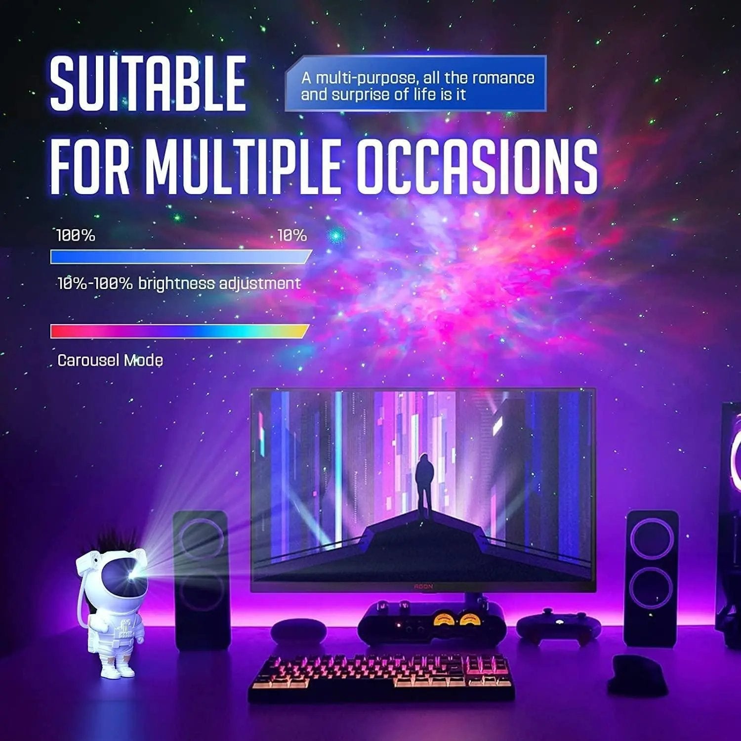 Astronaut Galaxy Projector - 360 Magnetic Head Rotation, Remote Control urm7tk-su