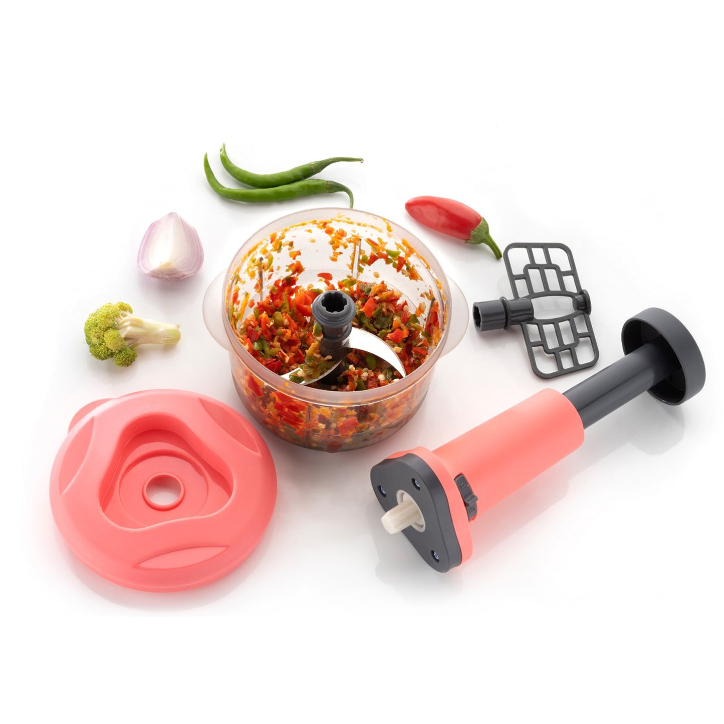 2in1 Push Chopper 800ml Stainless Steel