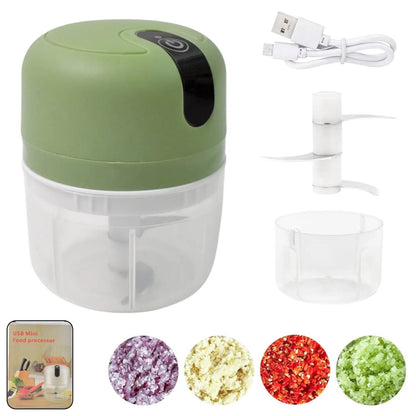 Wireless Usb Rechargeable Mini Electric Garlic Machine  Chopper 3 Blades (250ml) - Loopni
