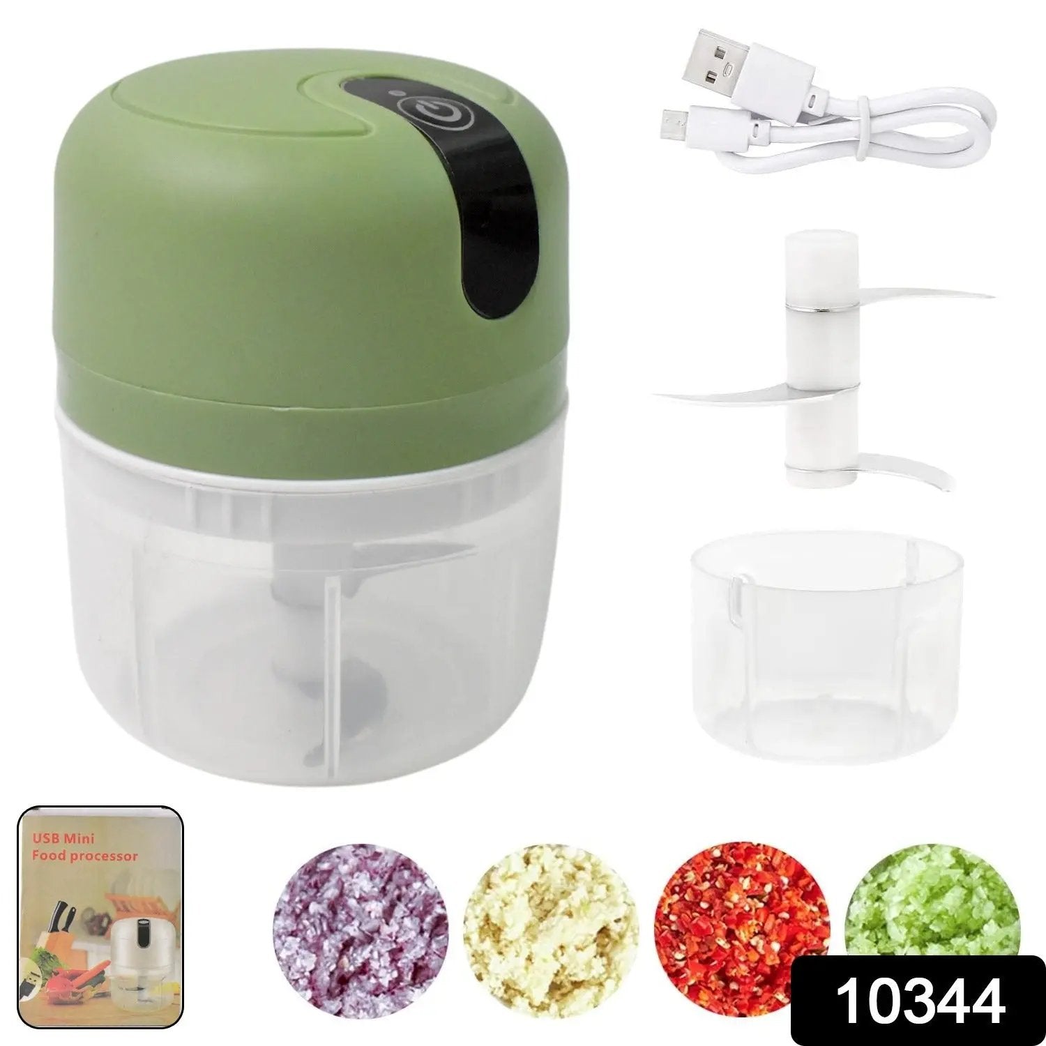 Wireless Usb Rechargeable Mini Electric Garlic Machine  Chopper 3 Blades (250ml) - Loopni